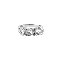 925 Sterling Silver Natural White Topaz Three Gemstone Ring Trio Ring 925 Stamp Jewelry | Gifts For Women And Girls