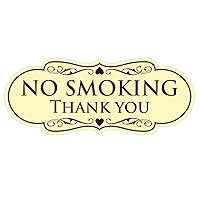 Designer No Smoking Thank You Wall or Door Sign - Easy to Install | Ideal for Restaurants, Hotels, and Airbnb | - Ivory/Dark Brown Small (1 Pack)