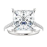 Kiara Gems 6 CT Princess Colorless Moissanite Engagement Ring for Women/Her, Wedding Bridal Ring Sets Sterling Silver Solid Gold Diamond Solitaire 4-Prong Set Ring