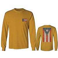 Puerto Rico Flag Boricua Rican Nuyorican Front and Back Long Sleeve Men's