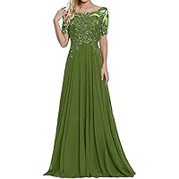 Laces Appliques Mother of The Bride Dresses Short Sleeves Long Formal Evening Dress Plus Size Dresses for Mom