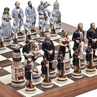Bello Games Collezioni-American Civil War Luxury Chessmen from Italy & Astor Place Chess Board. Giant Size King: 5 5/8