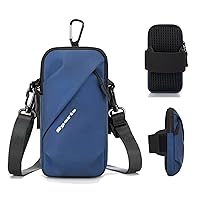Phone Holder Arm Bands, Small Crossbody Shoulder Holsters Bag with Arm Band, Fits iPhone and All Cell Phones, Use for Running, Walking, Hiking & Biking (Plus Size,Blue)