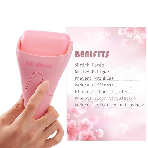 Ice Roller - 2 Packs Facial Tools - Reduces Puffiness, Migraine Pain Relief & Energizes Skin - Ideal for All Skin Types(Green+Pink)