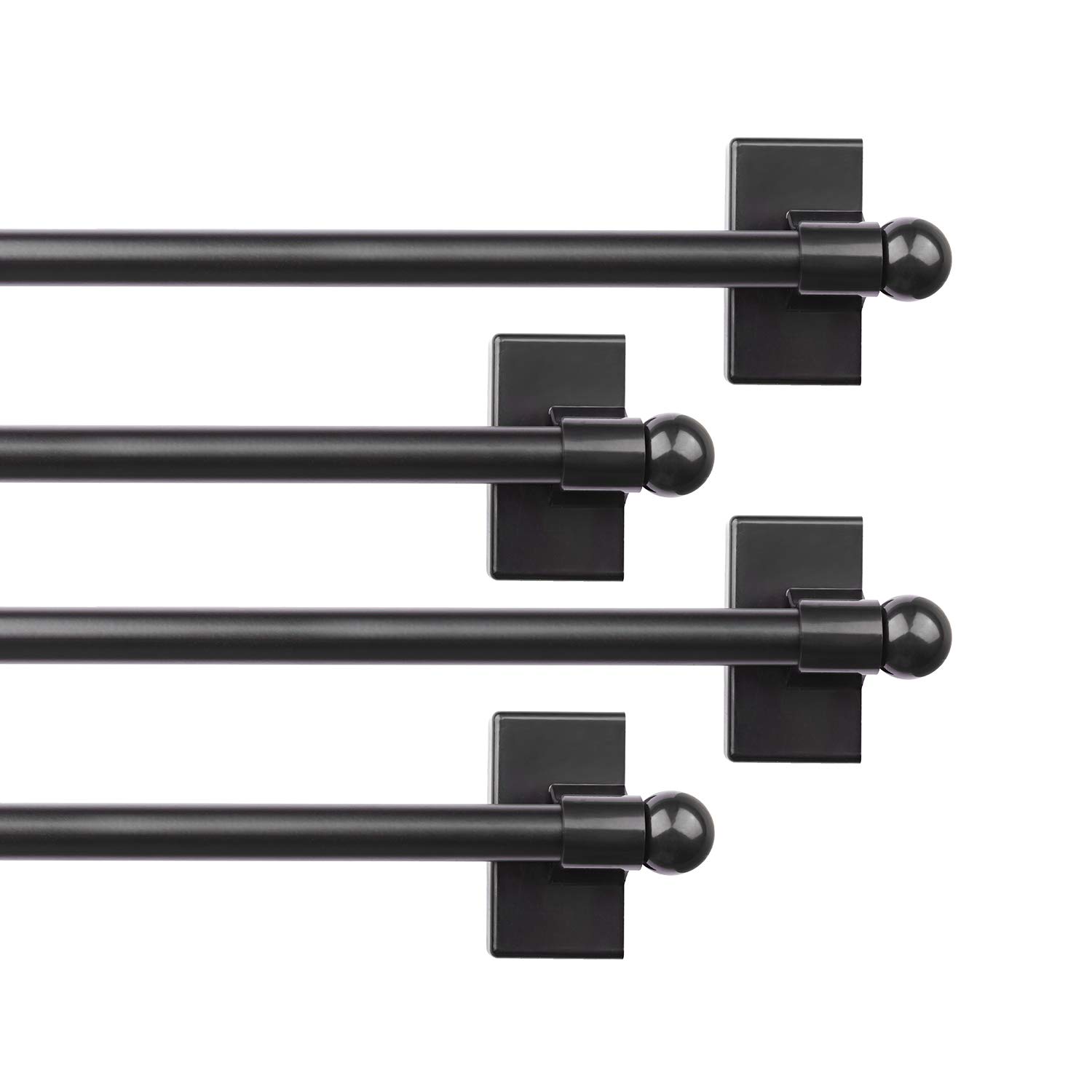 Adjustable Magnetic Rods for Metal Appliance, Doors, Windows,16 to 28 Inch/4 Pack/Easy Installation Toilet Towel Bar, Muti-Useful (Black, 4pack)