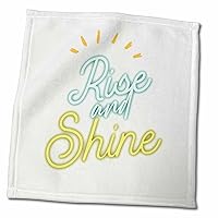 3dRose Neon Rise and Shine Self Motivation Quotes - Towels (twl-360143-3)