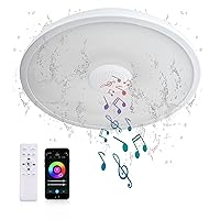 Smart Waterproof LED Ceiling Light Fixture,11 inch 18W,with Bluetooth Speaker,RGB Color Changing function-2700k-6500k Dimmable Lamp,Tuya Application Control-Compatible with Alexa Google Home