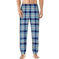 Blue Buffalo Plaid Men's Pajama Pants Soft Lounge Bottoms Lightweight Sleepwear Pants