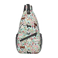 Steer Floral Cross Chest Bag Diagonally Travel Backpack, Light Travel, Hiking Single Shoulder Bag