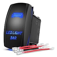 Nilight - 90001B LED Light Bar Rocker Switch 5Pin Laser On/Off LED Light 20A/12V 10A/24V Switch Jumper Wires Set for Jeep Boat Trucks,2 Years Warranty,Blue