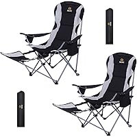 Nice C Camping Chair with Shade Canopy (One Green) Camping Chairs, Portable Camping Chairs, Folding Camping Chair, Detachable Foot-Rest (Two Black)
