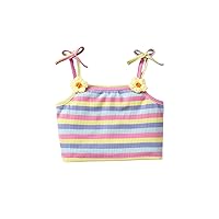 Girl's Boho Crochet Lace Trim Tank Tops Sleeveless Fringe Trim Halter Top Summer Cami Crop Tops