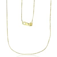 DECADENCE 14K Yellow, White or Rose Gold Solid 0.60mm-0.75mm Box Chain with Lobster Claw Clasp | Italian Gold Necklaces | Gold Box Necklaces for Men and Women