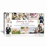 LZIMU Multi Photo Collage Custom Canvas Wall Art Personalized Print with Your Photo on Canvas Customized Family Wedding Pet Picture Collage Gift (Picture-8, 12.00
