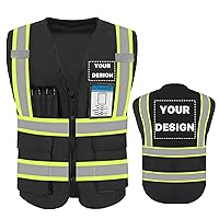 High Reflective Visibility Safety Vest Custom Your Logo Safety Workwear with Reflective Strips and Pockets