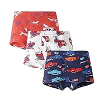 FLKAYJM 3 Pack Boys Underwear Size 6 8 Boxer Briefs - Boxers for Boys - Cotton Brief Soft Underwear Dinosaur Car Shark