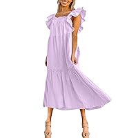 Dresses for Women 2024, Women's Square Neck Dress Style Elegant Ruffle Skirt Vestidos Elegantes De Mujer, S, XXL