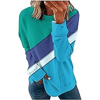 Long Sleeve Shirts For Women,Womens Casual Striped Printed Crewneck Sweatshirt Loose Pullover Tops Shirts