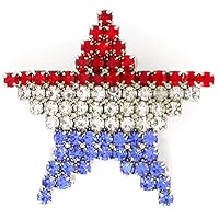 PinMart's Rhinestone Patriotic American Flag Star Brooch Pin