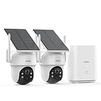 Security Cameras Outdoor Wireless, 2 Cam-Kit, No Subscription, Solar-Powered, Home Security Cameras System with 360° Pan & Tilt, Auto Tracking, 2K Color Night Vision, Easy Setup, 5G & 2.4G WiFi