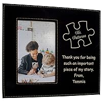 PlaqueMaker Personalized Thank You for Being A Piece of My Story Picture Frame -A Great Gift for Teachers, Leaders, & Mentors (Black w/Gold Faux Leather)