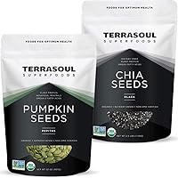 Terrasoul Superfoods Organic Pumpkin Seeds 2 Lbs + Organic Black Chia Seeds 2.5 Lbs Bundle