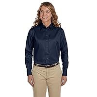 Ladies' Easy Blend™ Long-Sleeve Twill Shirt with Stain-Release S NAVY