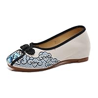 Womens and Ladies Chinese Embroidery Slip-on Loafer Sandal Single Shoe Black