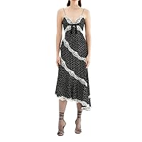 Dress Women Print Silk Slip Dress with Lace
