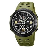 Men Digital Analog Dual Display Watch Easy to Read Big Dial Watches Waterproof LED Countdown Outdoor Sport Watch