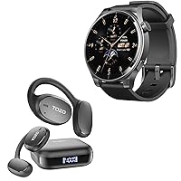 TOZO S5 Smartwatch (Answer/Make Calls) Sport Mode Fitness Watch, Black + OpenEgo Wireless Bluetooth Open Headset Black