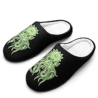 Cute Cthulhu Myth Creature Men's House Slippers Warm Slip Home Shoes for Indoor Outdoor with Rubber Sole 11-12（44-45）