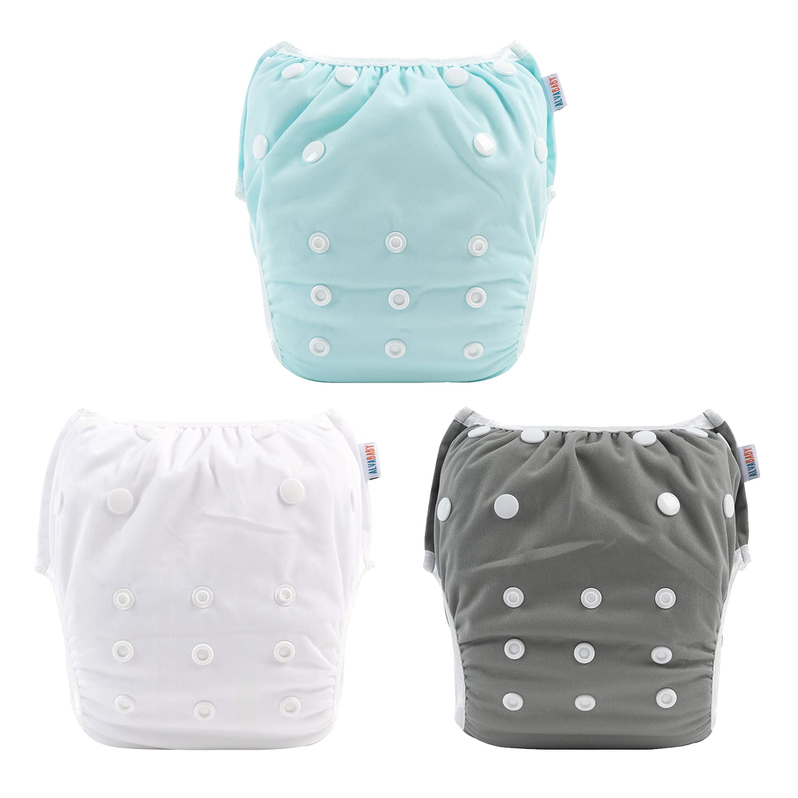ALVABABY 3pcs Baby Swim Diapers with 2pcs Cloth Diaper Wet Dry Bags