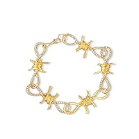 Iced Thorns Bracelet Hip Hop Jewelry Punk Thorns Cuban Chain Crystal Bracelet Men'S And Women'S Jewelry Bracelets