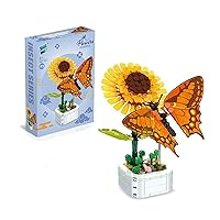 DotPet Insect Animal with Flower Building Block Sets, Artificial Flower Blocks Stacking Toys, DIY Home Decoration Crafts Creative Stacking Building Toys for Boys and Girls (Butterfly)
