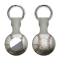 Vintage Baseball Style Soft Silicone Case for AirTag Holder Protective Cover with Keychain Key Ring Accessories