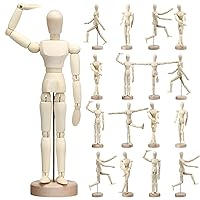 24 Pcs Artists Wooden Manikin Jointed Mannequin Flexible Wooden Mannequin Wooden Figures Drawing Figure Model for Artists Sketching Drawing Painting Home Office Desk Decorations