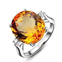 Gorgeous Gems Yellow Citrine 14K White Gold Diamond Wedding Engagement Ring Settings For Women