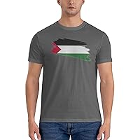 Men's Cotton T-Shirt Tees, Palestine Flag Graphic Fashion Short Sleeve Tee S-6XL