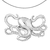 Silver Octopus Necklace | Rhodium-plated 925 Silver Octopus Pendant with 18
