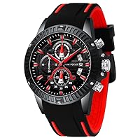 Stylish Men's Wrist Watch, Genuine Silicone Strap, Fashion Casual Sports Watch, Waterproof Chronograph Analogue Quartz Business Watches Great Gift for Men