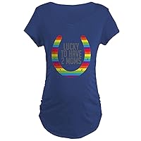 CafePress Lucky Moms Maternity Dark T Shirt Women's Maternity Ruched Side T-Shirt