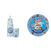 Glad for Kids Paw Patrol Paper Cups Disposable Paper Cups, Blue, 20 Count for Kids Paw Patrol Paper Plates | Disposable Paw Patrol Plates for Kids