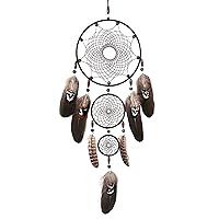 Brown Large Dream Catchers Handmade Native American Style for Adult Kids Bedroom Wall Hanging Art Ornament Craft Gifts