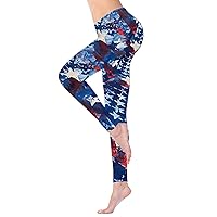 SNKSDGM American USA Flag Leggings for Women Patriotic Workout High Waist Yoga Pants Soft Sports July 4th Tights