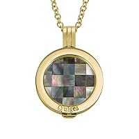 Quiges 70cm Necklace Stainless Steel Set with Pendant and 25mm Small Cubes Shell Coin