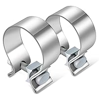 DNA MOTORING EXA-CL-202 2Pcs 2.25 Inch ID Narrow Band Seal Clamps for Exhaust Muffler Repair,T409 Stainless Steel