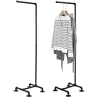 Hoolerry Industrial Pipe Clothing Rack 59.5'' Dress Hanger Coat Racks MultiPurpose Free Standing Industrial Closet Rod Standing Iron Garment Bar for Retail Vendor Closet Storage Display Hanging, Black