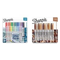 SHARPIE Permanent Markers, Ultra Fine Point, Featuring Mystic Gem Color Markers, Assorted, 24 Count & Permanent Markers, Portrait Colors, Fine Point, Assorted, 12 Count