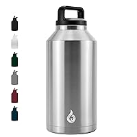BJPKPK Half Gallon Water Bottle Insulated, Dishwasher Safe 64oz Water Bottle with Handle, Leakproof BPA Free Water Jug, Large Metal Water Bottle for Sports, Stainless Steel Primary Color